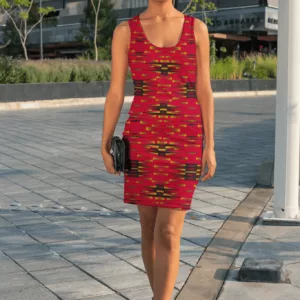 Red & Black African Print Dress by YaYa+Rule